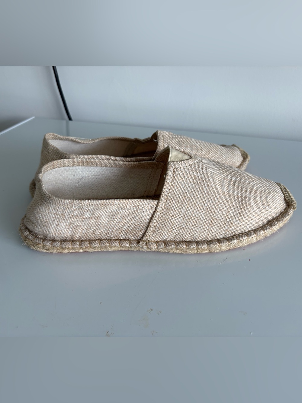 Men Linen Slip On Espadrille Shoes,Breathable Canvas Flat Casual Loafers summer